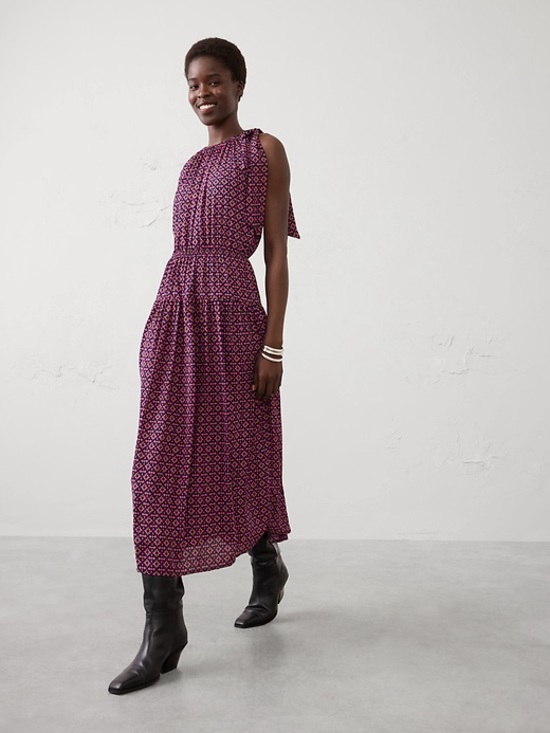 Banana Republic Dresses & Skirts - NWT Banana Republic Shirred Neck Drop Waist Midi Dress